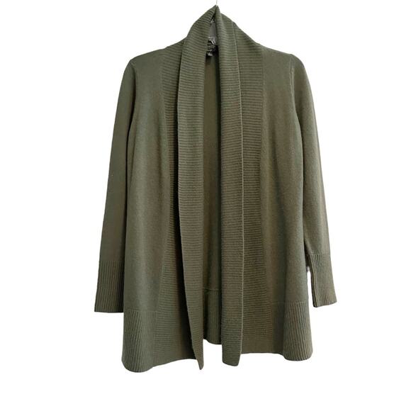 Charter Club Luxury 100% Cashmere Open Front Cardigan Knit Sweater Green SMALL - Picture 2 of 14